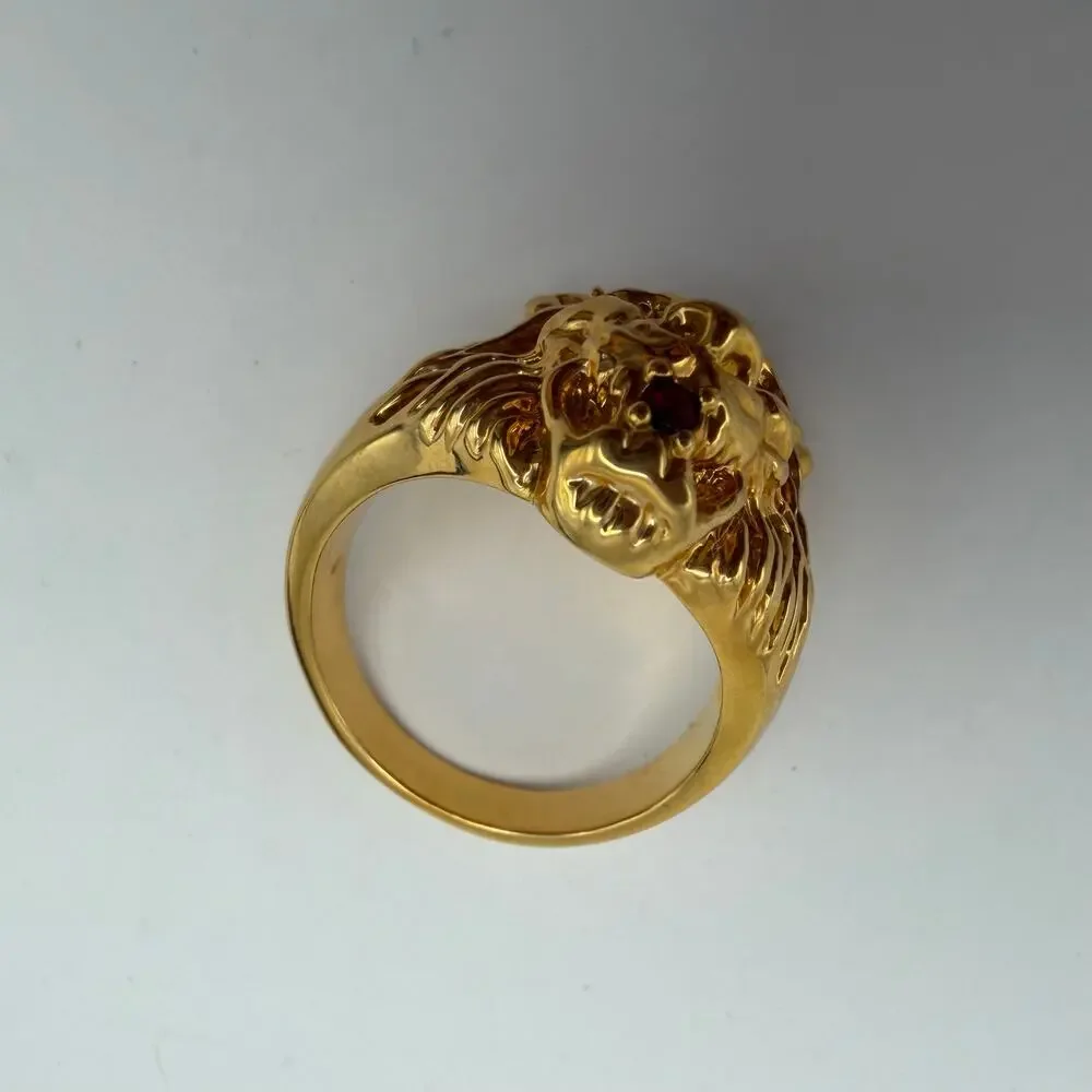 Lowell Hays Elvis Presley Lion Head Ring 18K Gold Plated Size 9